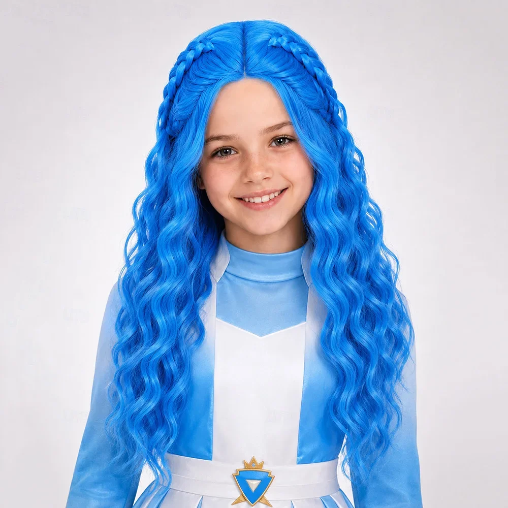 Peluca de pelo sintético largo - Anime Cosplay Blue Hair reseña y precio
